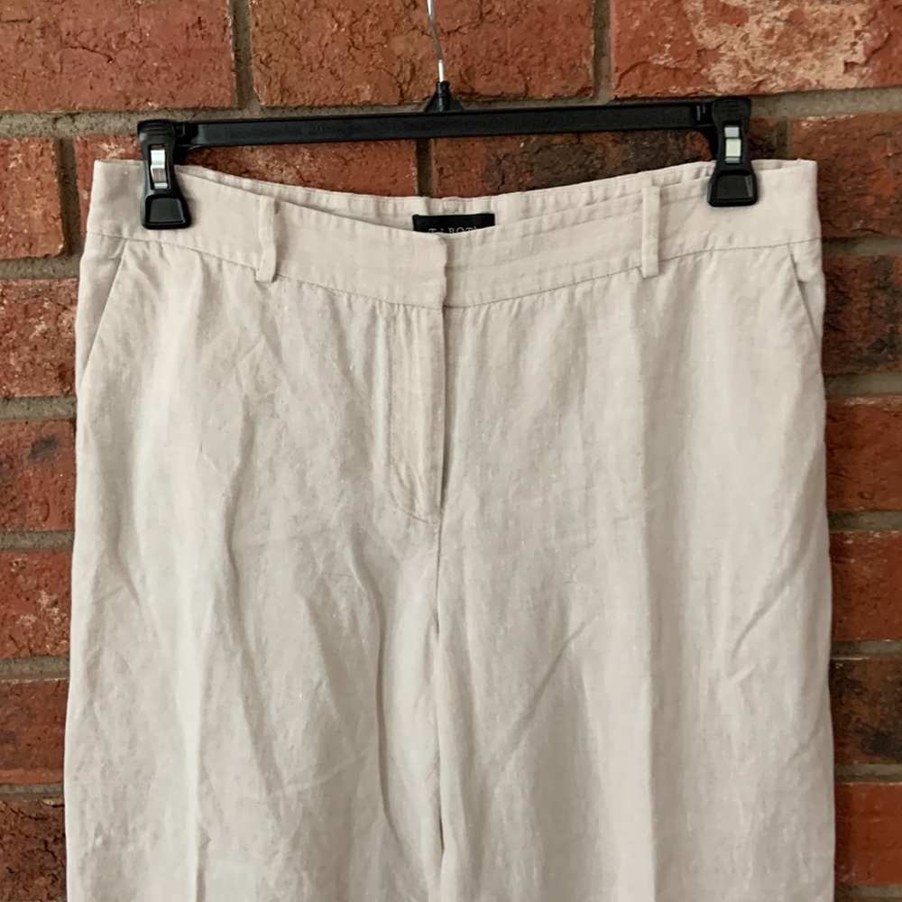 Talbots Cream Linen Straight Leg Cropped Pants - Picture 3 of 6
